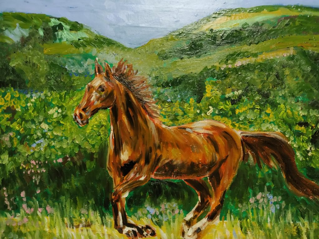 урок живописи скачущий конь